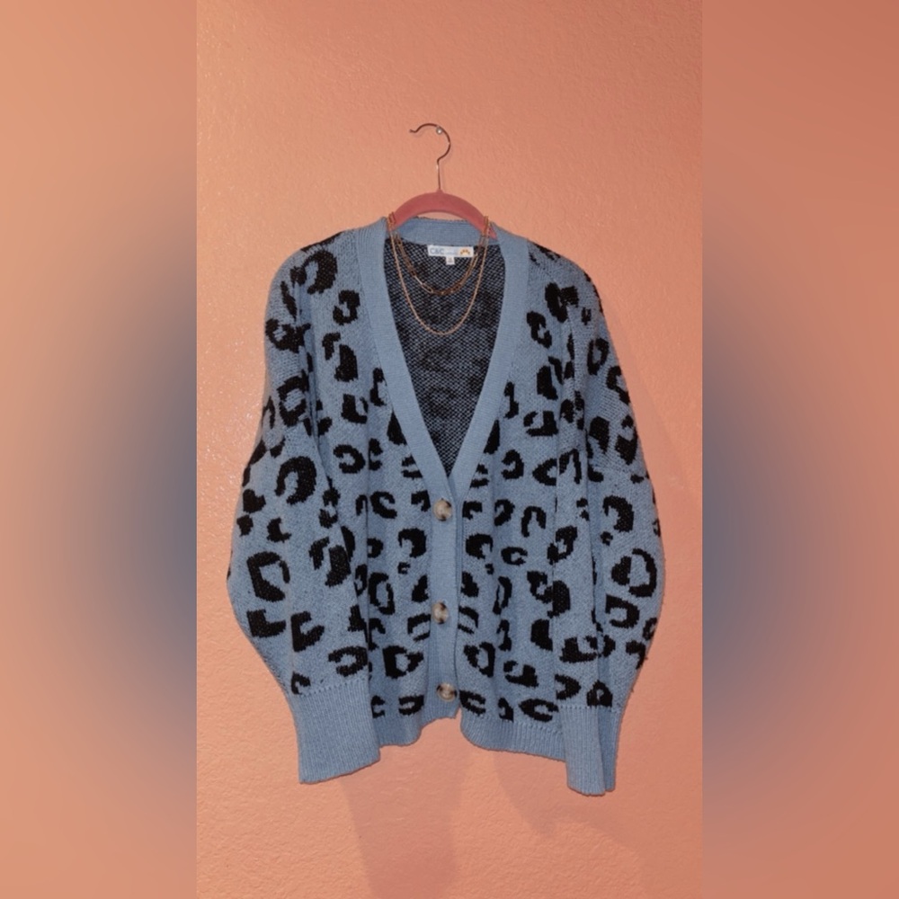 Baby blue leopard sweater